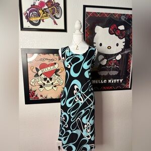 70’s Mod Style Blue & Black Midi Dress